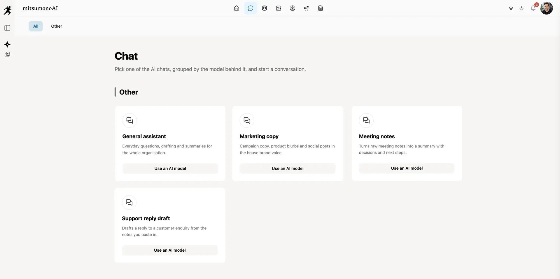 Choosing one of the purpose-built AI chats